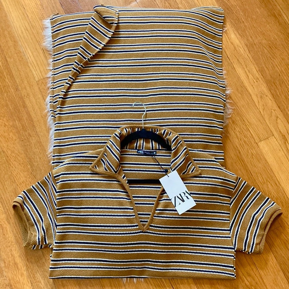 NWT Zara Polo Collar Striped Knit Dress